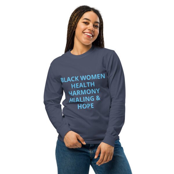 Black Women Health, Healing, Harmony & Hope - Garment-dyed heavyweight long-sleeve shirt - Image 5