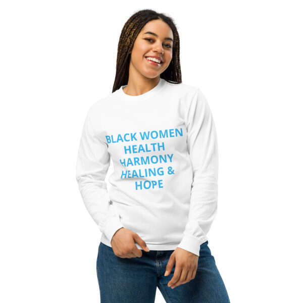 Black Women Health, Healing, Harmony & Hope - Garment-dyed heavyweight long-sleeve shirt - Image 14