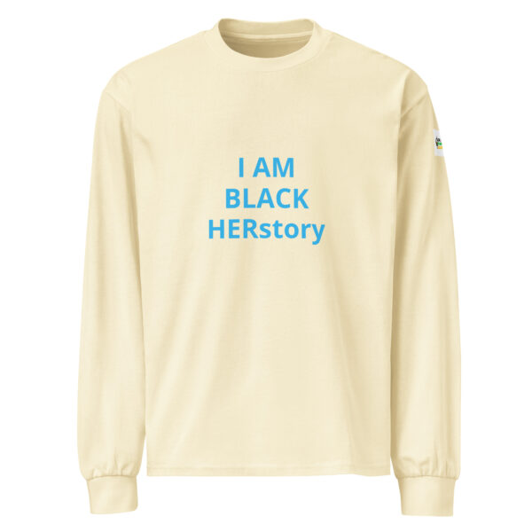 I am Black HERstory - BACE logo on left arm - Premium heavyweight long sleeve shirt - Image 13