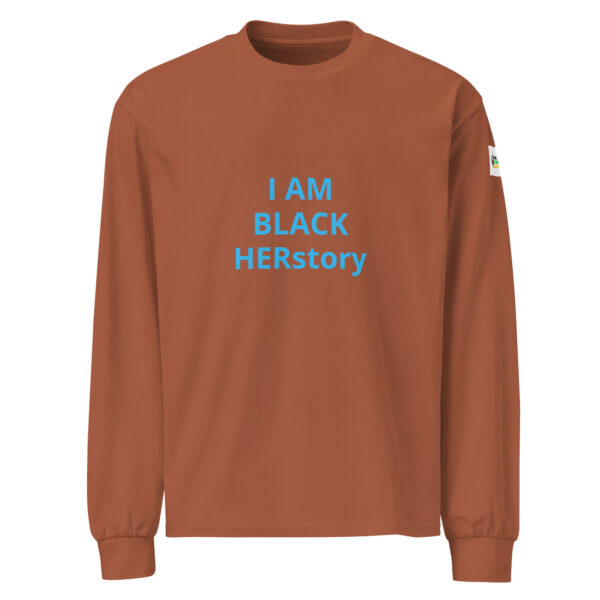 I am Black HERstory - BACE logo on left arm - Premium heavyweight long sleeve shirt - Image 9