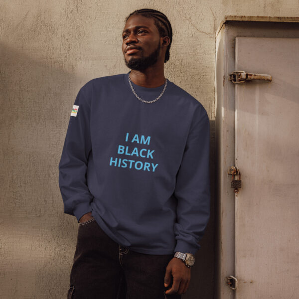 I AM Black History - BACE logo on arm - Premium heavyweight long sleeve shirt - Image 2