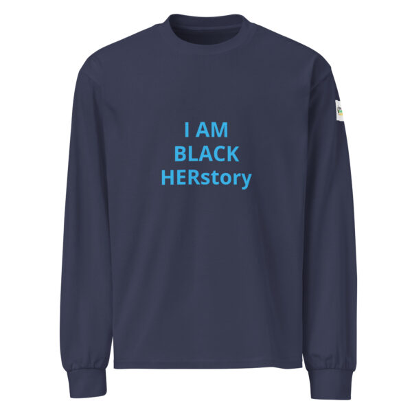 I am Black HERstory - BACE logo on left arm - Premium heavyweight long sleeve shirt - Image 5