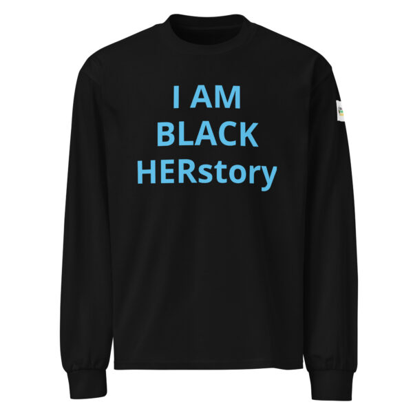 I am Black HERstory - BACE logo on left arm - Premium heavyweight long sleeve shirt - Image 13