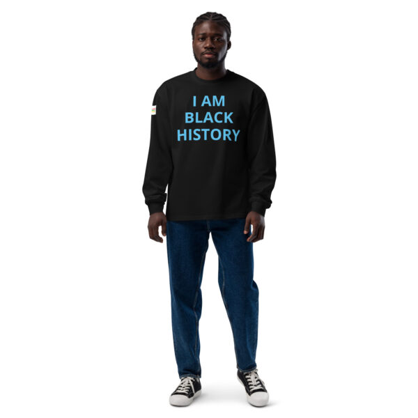 I AM Black History - BACE logo on arm - Premium heavyweight long sleeve shirt