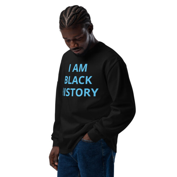 I AM Black History - BACE logo on arm - Premium heavyweight long sleeve shirt - Image 2