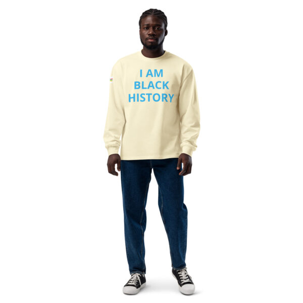 I AM Black History - BACE logo on arm - Premium heavyweight long sleeve shirt - Image 10