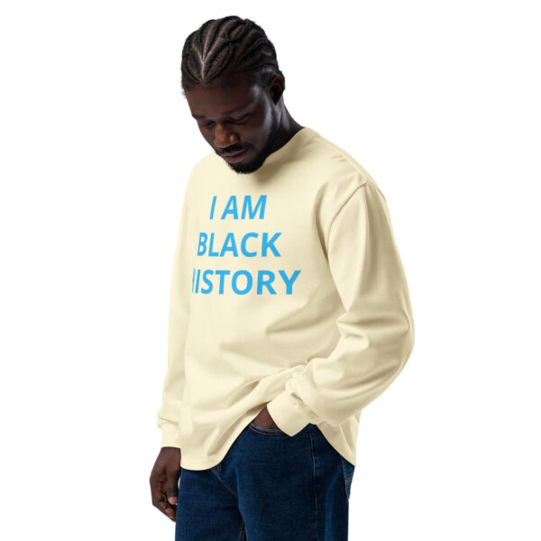 I AM Black History - BACE logo on arm - Premium heavyweight long sleeve shirt - Image 11