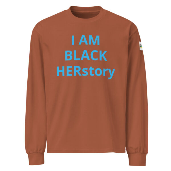 I am Black HERstory - BACE logo on left arm - Premium heavyweight long sleeve shirt - Image 30