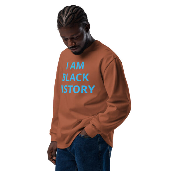 I AM Black History - BACE logo on arm - Premium heavyweight long sleeve shirt - Image 8