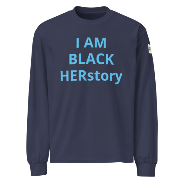 I am Black HERstory - BACE logo on left arm - Premium heavyweight long sleeve shirt - Image 26