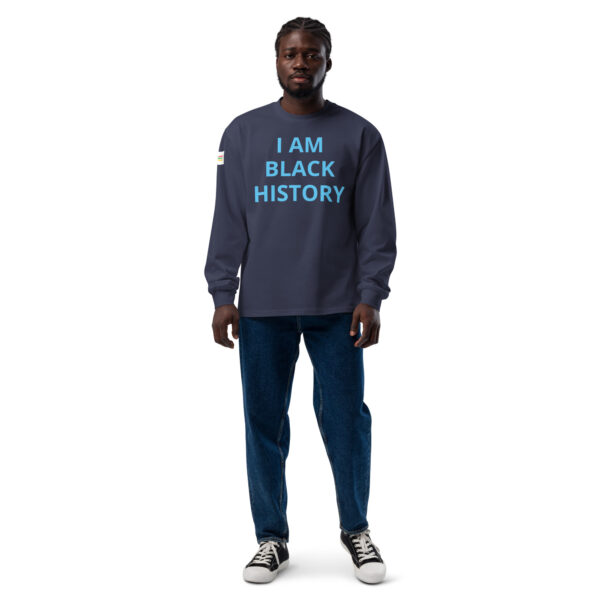 I AM Black History - BACE logo on arm - Premium heavyweight long sleeve shirt - Image 4