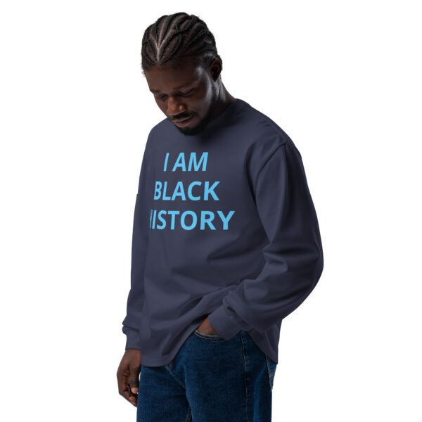 I AM Black History - BACE logo on arm - Premium heavyweight long sleeve shirt - Image 5